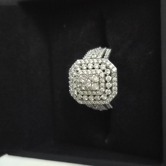 1.75 CT. T.W. Composite Diamond Triple Octagonal Frame Multi-Row Engagement Ring - Picture 1 of 2